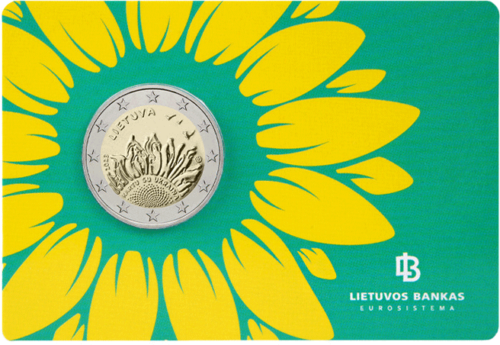 2023 Литва Монета от 2 евро върху карта Заедно с Украйна (3)