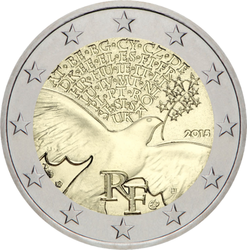 2015 Prancūzija Europos taika 2 eurų moneta (1)