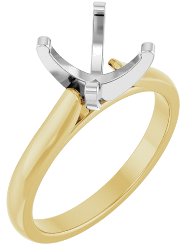 14K Yellow White 8.2 mm Round Solitaire Engagement Ring Mounting (1)