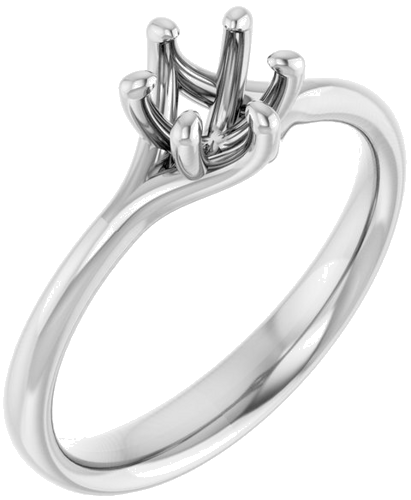 14K White 5.2 mm Round Engagement Ring Mounting (1)