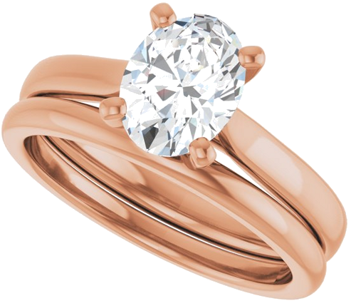 Sužadėtuvių Žiedas „Solitaire“ 585 Rožinis Aukso Oval 8mm x 6mm (10)