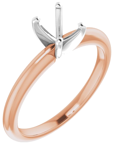 Sužadėtuvių Žiedas „Solitaire“ 585 Baltojo Ir Rožinis Aukso Oval 7mm x 5mm (1)