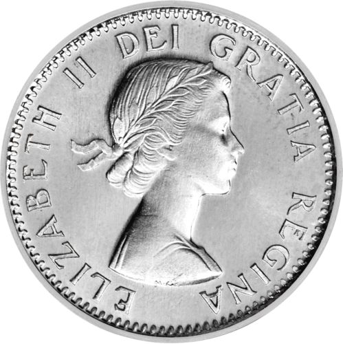 10 centų Elžbieta II (1953-1964) Kanada sidabrinė moneta (4 tipas) (2)