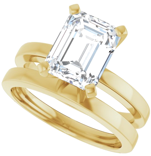 Sužadėtuvių Žiedas „Solitaire“ 585 Geltonojo Aukso Emerald 9mm x 7mm (10)