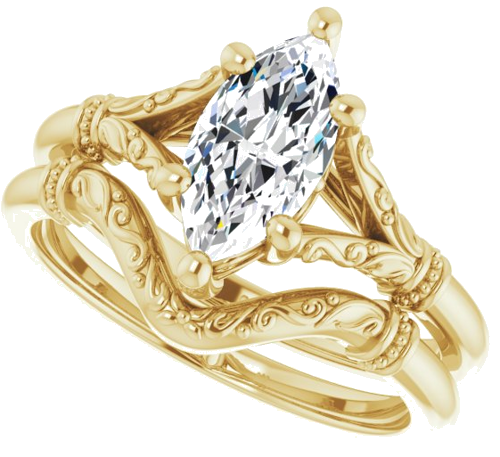 14K Yellow 10x5 mm Marquise Solitaire Engagement Ring Mounting (10)