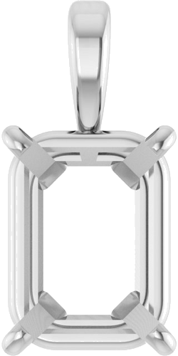 14K White 9.5x7 mm Emerald 4-Prong Pendant Mounting (1)