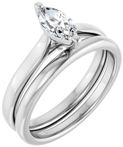 14K White 8x4 mm Marquise Engagement Ring Mounting (6)