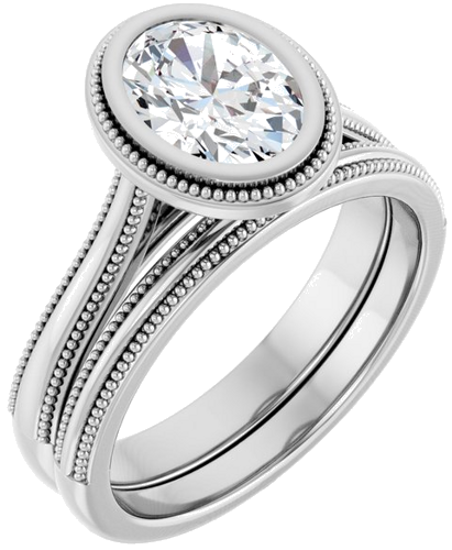 Sužadėtuvių Žiedas „Solitaire“ 585 Baltojo Aukso Oval 8mm x 6mm (6)