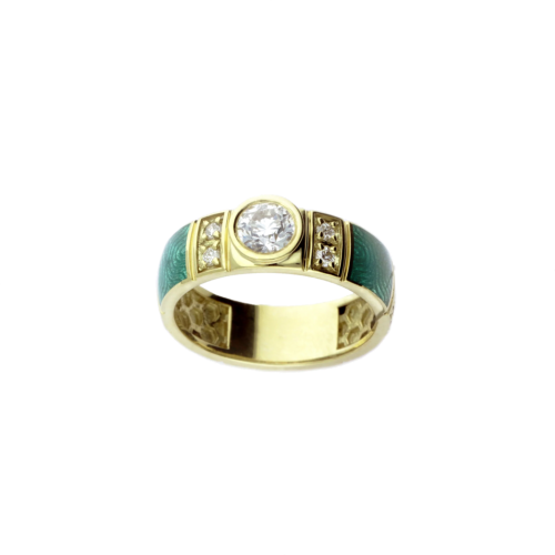 Yellow Gold Ring with Enamel and Diamonds I DON'T KNOW (2)