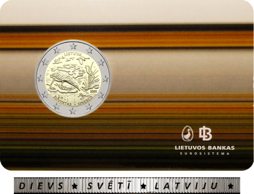 2021 Литва Гравирана монета с номинал 2 евро върху карта (CARD CLAUSE IN COIN) (1)