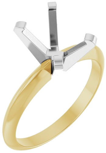 14K Yellow White 8x6 mm Emerald Solitaire Engagement Ring Mounting (1)