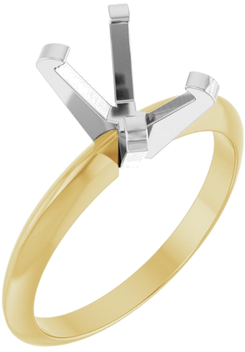 14K Yellow White 7x5 mm Emerald Solitaire Engagement Ring Mounting (1)