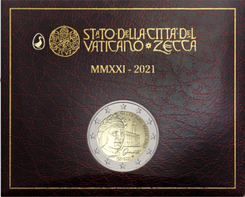 2021 Ватикана Данте Алигиери монета от 2 евро (1)