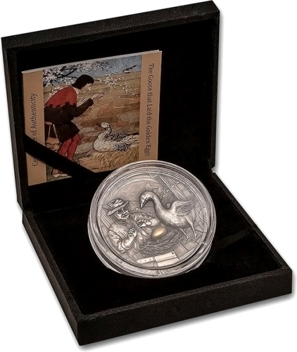 2 oz Goose Laying Golden Eggs Palau 10 dollars Silver Coin (4)