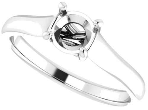 Sužadėtuvių Žiedas „Solitaire“ 585 Baltojo Aukso Round 5.5mm (5)