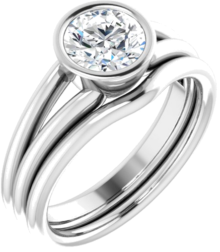 Sužadėtuvių Žiedas „Bezel-Set Solitaire“ 585 Baltojo Aukso Round 6.5mm (6)