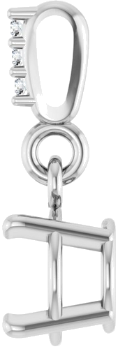 14K White 6 mm Round .01 Natural Diamond Semi-Set Pendant (3)