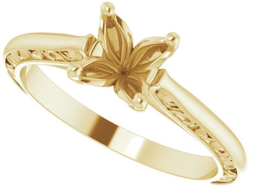 14K Yellow 6.5 mm Round Solitaire Engagement Ring Mounting (5)