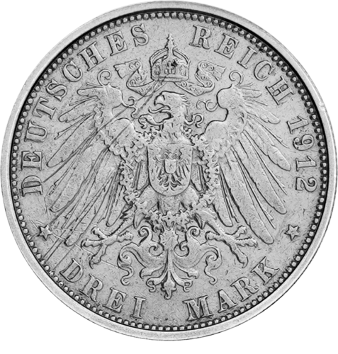 3 марки Гамбург (1908-1914) Германская империя серебряная монета (2)