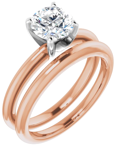 14K Rose   White  6.5 mm Round Solitaire Engagement Ring Mounting (6)