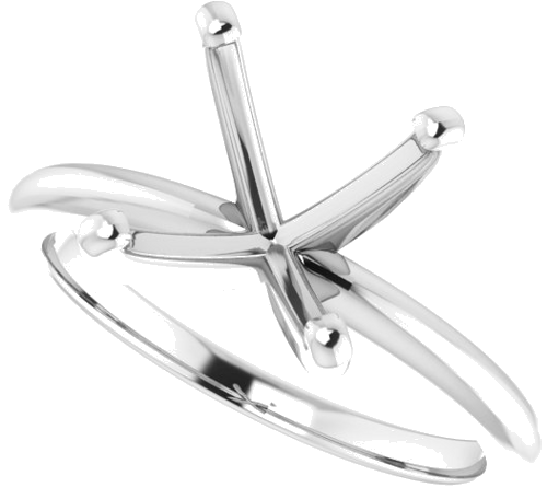 14K White  7.5 mm Square Solitaire Engagement Ring Mounting (5)