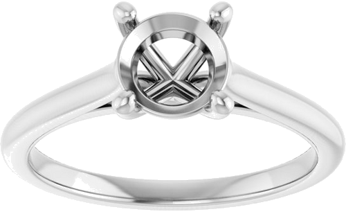 14K White  6.5 mm Round Solitaire Engagement Ring Mounting (3)