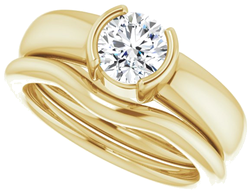 Sužadėtuvių Žiedas „Half Bezel Solitaire“ 585 Geltonojo Aukso Round 6mm (10)