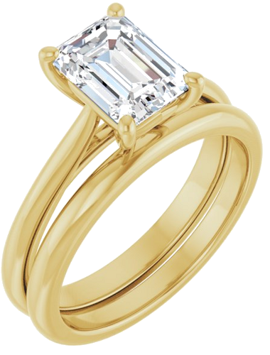 14K Yellow 8x6 mm Emerald Solitaire Engagement Ring Mounting (6)