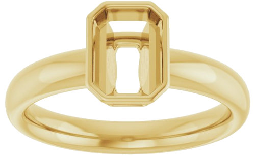 Sužadėtuvių Žiedas „Bezel-Set Solitaire“ 585 Geltonojo Aukso Emerald 7mm x 5mm (3)