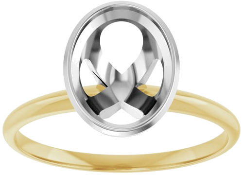 Sužadėtuvių Žiedas „Solitaire“ 585 Baltojo Ir Geltonojo Aukso Oval 9mm x 7mm (3)