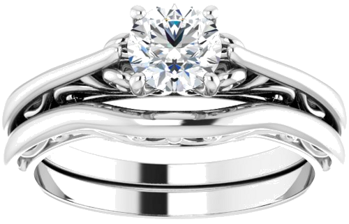 Sužadėtuvių Žiedas „Solitaire“ 585 Baltojo Aukso Round 5.2mm (18)