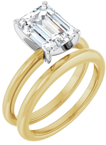 Sužadėtuvių Žiedas „Solitaire“ 585 Baltojo Ir Geltonojo Aukso Emerald 9mm x 7mm (6)