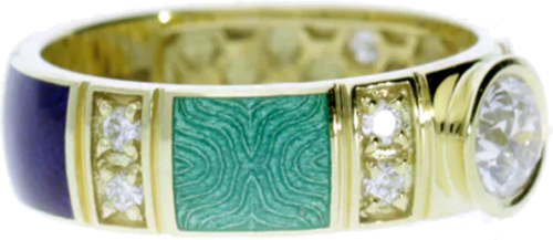 Yellow Gold Ring with Enamel and Diamonds I DON'T KNOW (3)