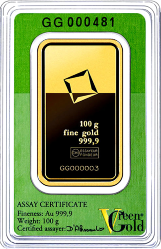 100 g Green Gold Investicinio aukso luitas Valcambi (3)