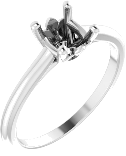 14K White 6.5 mm Round Hidden Fleur De Lis Solitaire Engagement Ring Mounting (1)