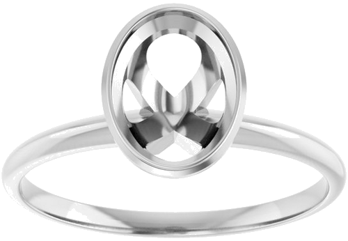 14K White 8x6 mm Oval Solitaire Engagement Ring (3)