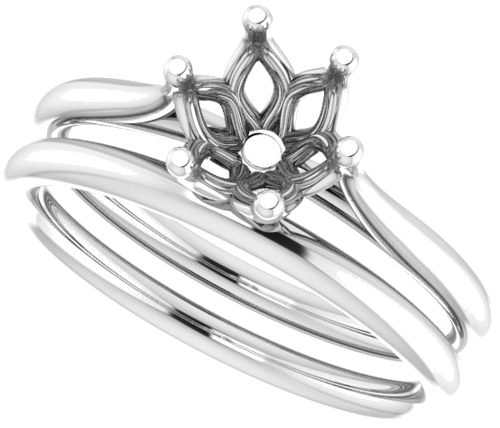 14K White 6 mm Cushion Engagement Ring Mounting (10)