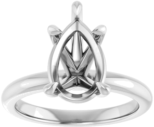 14K White 12x8 mm Pear Solitaire Engagement Ring Mounting (3)
