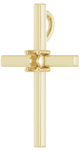 Pakabukas „Solitaire Cross“ 585 Geltonojo Aukso Round 4.1mm (2)