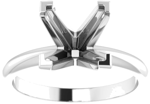 14K White 9 mm Square 4-Prong Solitaire Mounting (3)