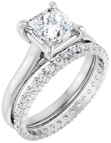 14K White 6.5 mm Square Solitaire Engagement Ring Mounting (6)