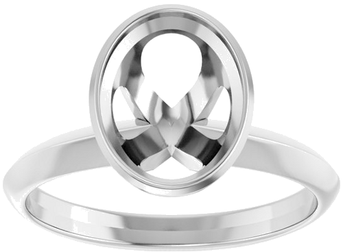 14K White 9 x 7 mm Oval Solitaire Engagement Ring Mounting (3)