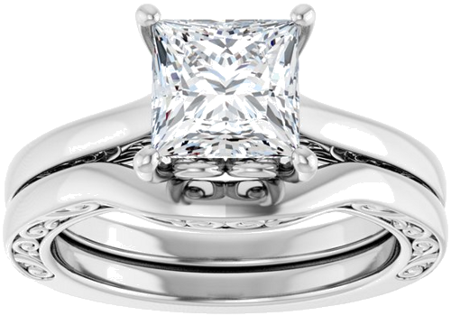 Sužadėtuvių Žiedas „Solitaire“ 14k white gold Square 6.5mm (8)