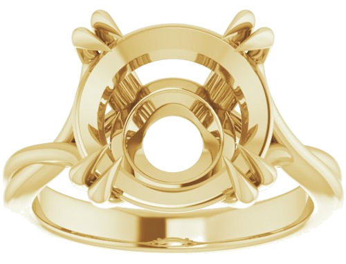 14K Yellow 12 mm Round Solitaire Engagement Ring Mounting (3)