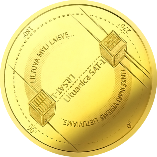 2018 Satellites Lithuania 5 Euro gold coin (Technology Science) (1)