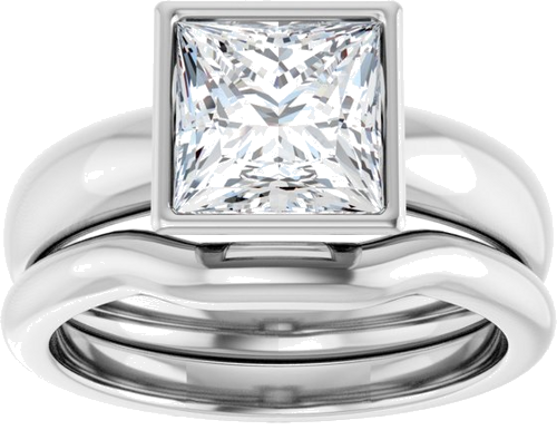 14K White 7 mm Square Engagement Ring Mounting (8)