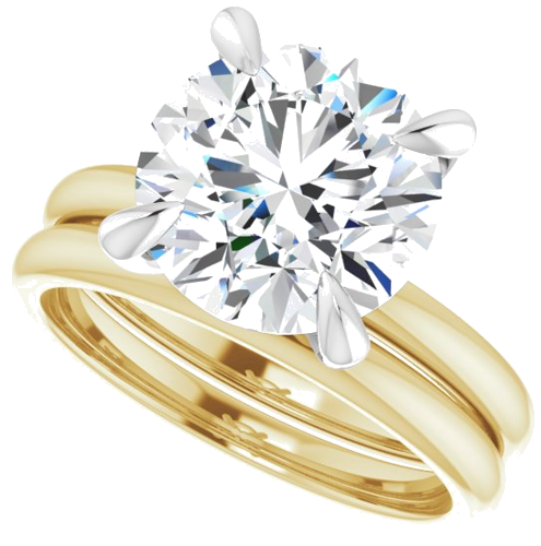 14K Yellow White 10 mm Round Engagement Ring Mounting (10)