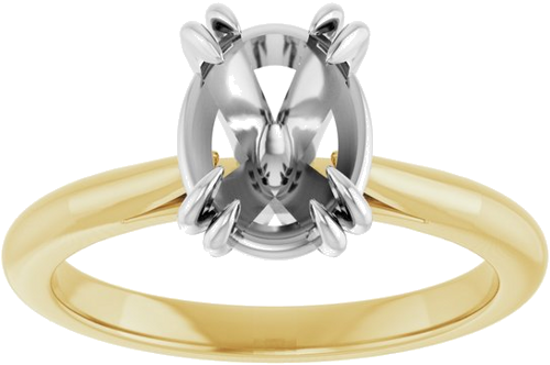 14K Yellow White 9 x 7 mm Oval Engagement Ring Mounting (3)