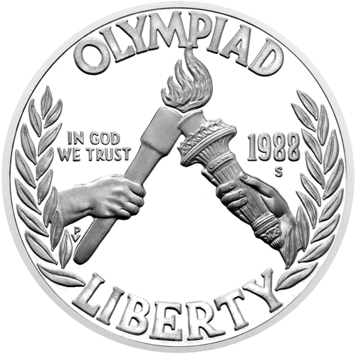 1988 Олимпиада Сеул САЩ 1 долар сребърна монета (1)