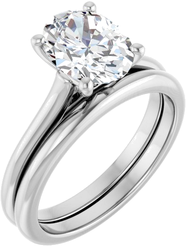 Sužadėtuvių Žiedas „Solitaire“ 585 Baltojo Aukso Oval 9mm x 7mm (6)